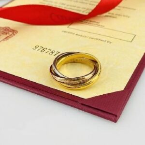 three-ring silver, gold and rose three-color ring
