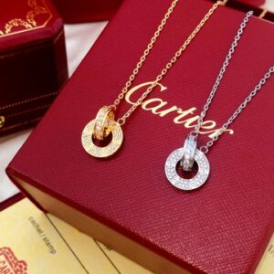 Double Ring Full Diamond Necklace-Cartier