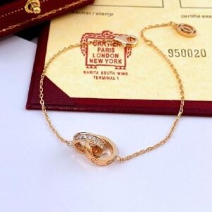 double ring oval bracelet-small size with diamonds
