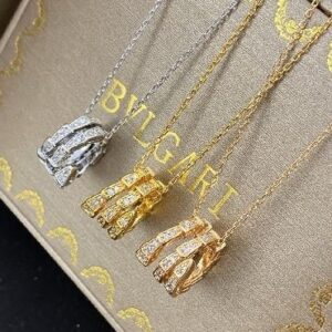snake-shaped three-ring full diamond necklace