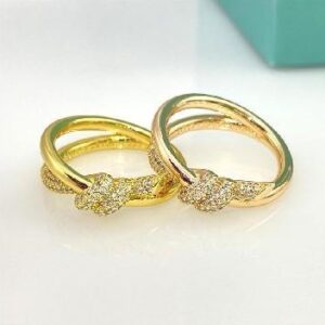 double ring knotted ring - with diamond-Tiffany