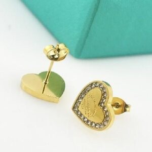 heart-shaped earrings with diamonds-Tiffany