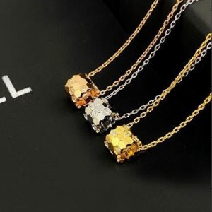 Honeycomb single-tube necklace with half diamonds