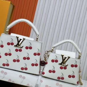 White Cherry Print + Cherry Charm CAPUCINES Handbag – Louis Vuitton