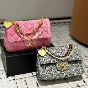 Chanel 24ss Pearl Small Gold Ball Adjustment Buckle Mini CF Diamond Sheepskin Pattern Square Fat Handbag - Chanel